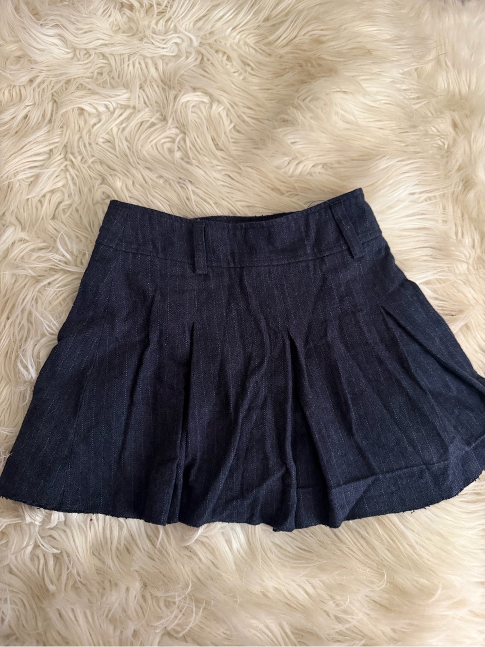 ZARA Pleated Dark Blue Mini Skirt